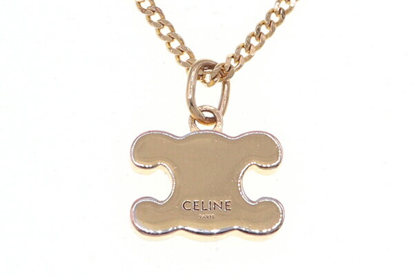CELINE ネックレス Triomphe Large Necklace 460HT6BRA Triomphe Solitaire Necklace in Brass with Gold Finish - GOLD