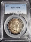 1951 PCGS Ms 65 Silver Uncirculated Franklin Half Dollar Toned  Free Shipping