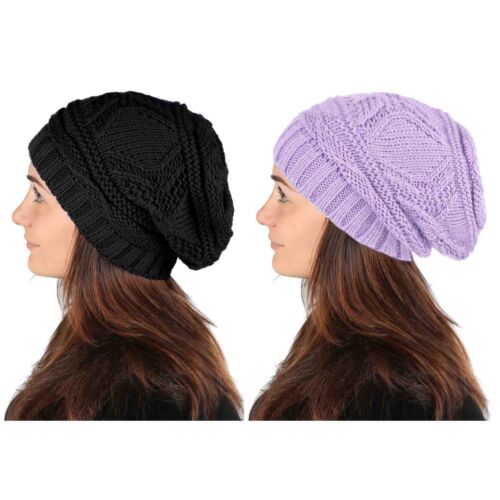 Knit Slouchy Oversized Soft Warm Winter Beanie Women Hat - Picture 213 of 277