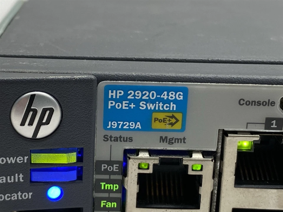HP J9729A Procurve 2920-48G-POE+ 48-Port Gigabit Switch w/ J9731A + J9733A + PSU - Image 3 of 4