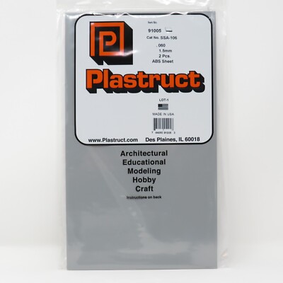 Plastruct 91005 Gray .060'' 12x7 ABS Plastic Sheet Set Scratch building Supplies
