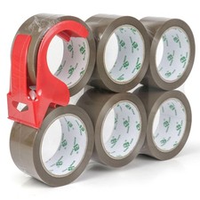 Heavy Duty Brown Packing Tape 6 Rolls 1.88 Inch 2.7 Mil Shipping Moving Storage