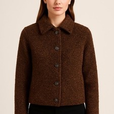 Requirements Brown Boucle Jacket Button Front Textured Vintage 12