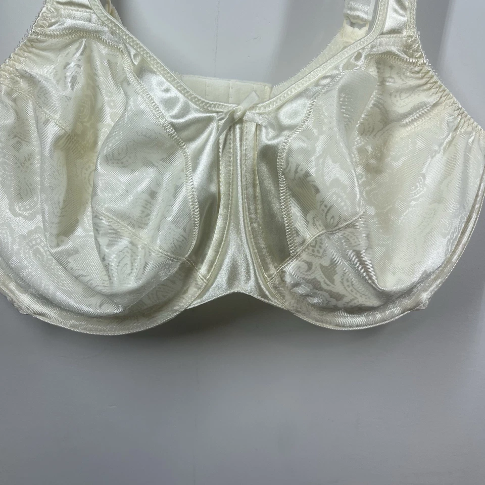 Sujetador minimizador con aros con calzado satinado Bali 3562 marfil 36DD cobertura completa floral Foto 3 de 4