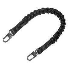 Braided Purse Strap 44.7cm/17.6" Black PU Leather with Black Buckles