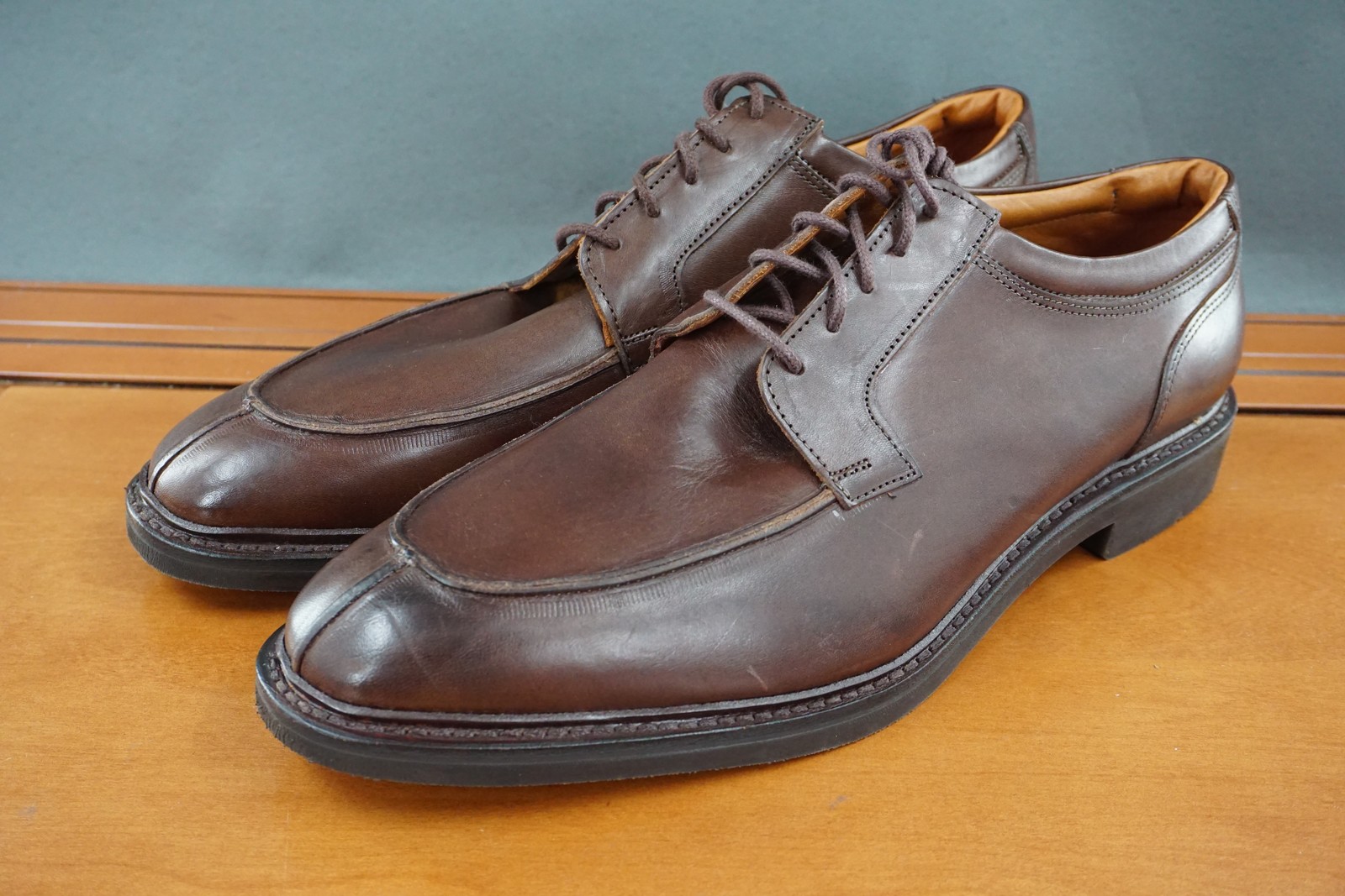 SAOLA Scarpe Allen Edmonds Denali uomo 13 pelle marrone derby eleganti stringate comode