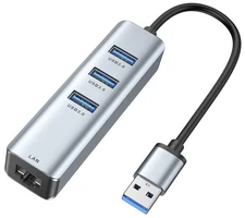 USB 3.0 to Ethernet Adapter 3-Port Hub with RJ45 1000 Gigabit Adapter