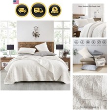 Queen Quilt Set Microfiber Easy Care Rustic Thick Soft Lightweight Bedding