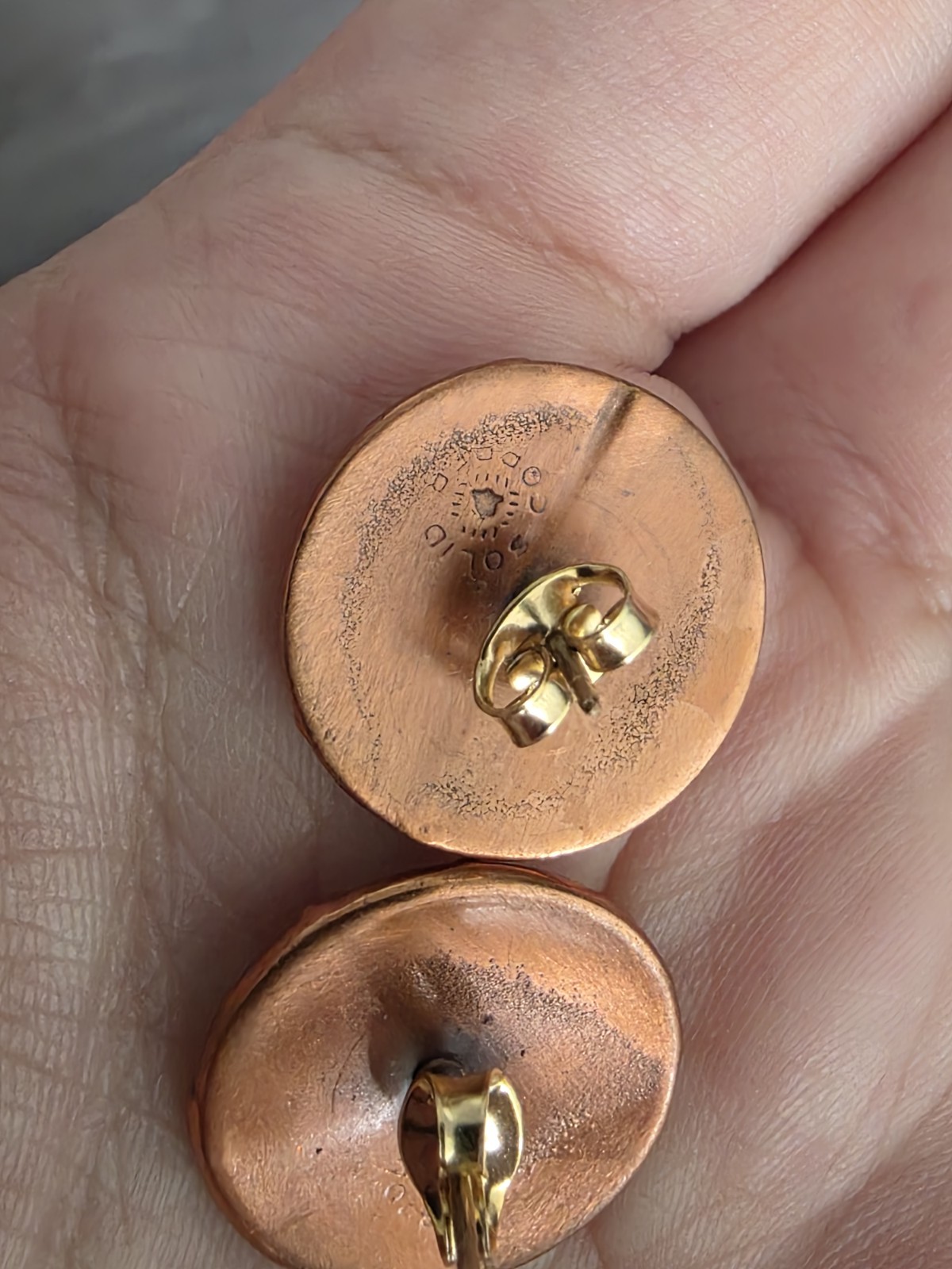 Artisan Made Copoer Solid Stud Pierced Earrings S… - image 4