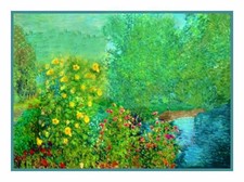 Impressionist Monet Le Jardin Garden Counted Cross Stitch Chart Pattern
