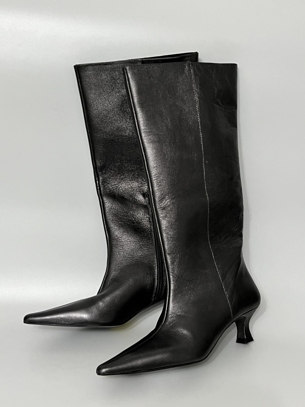 Hush Kitten Heel Women's Leather Knee Length Boot, Pewter, UK 4, EU 37, US 6