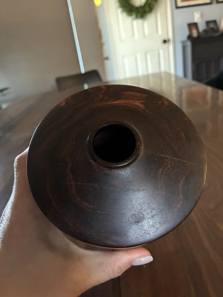 Jarrón de madera torneado de estudio firmado por Dan Kvitka 1988 • Grieta importante • Tal cual Foto 2 de 4