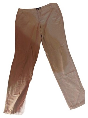 MANGO Basics Damen Chinohose Stoffhose Beige Leinen Baumwolle Gr. 38