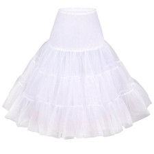 BellaSous Rockabilly Petticoat Full Tulle Skirt, White, Small/Medium