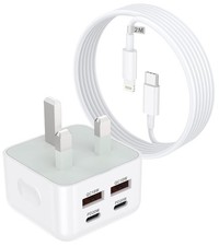40W PD USB C to Lightng Fast Phone Wall Charge Plug Adapter with 2M/6.6FT Type