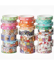 Cute Washi Tape for Journaling, 24 Rolls 12 x 7.5mm Wide  12 x 15mm Wide