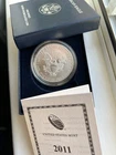 2011-W US West Point American Silver Eagle $1 dollar One Ounce, 1 oz w/Box & COA