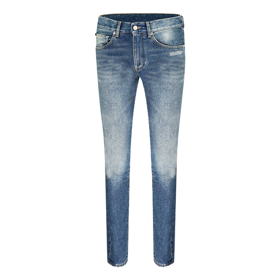 Джинсы Blaue с белоснежным принтом-слоганом 41190₽