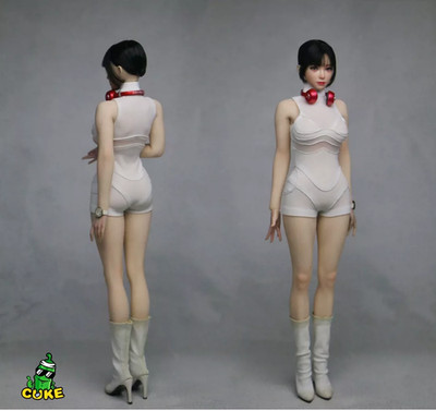 1:6 White sleeveless Bodysuit  garment slim-fitting  hip-hugging For 12'' figure