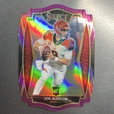 2020 Panini Select Purple Prizm Joe Burrow #146 Bengals Rookie Card. rookie card picture