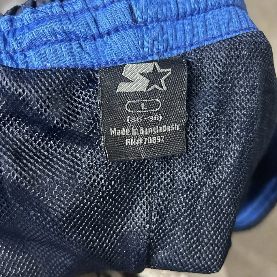 Pantalones deportivos cortavientos vintage Starter para hombre forrados en malla L pierna ancha azul Foto 3 de 4