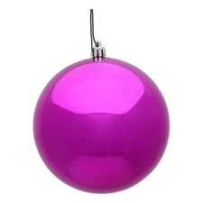 Vickerman 10" Contemporary Plastic Ball Ornament in Shiny Fuchsia Pink