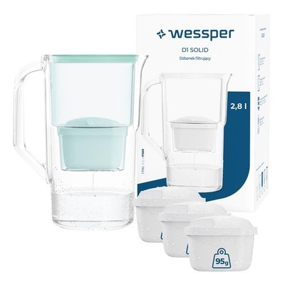 Wasserfilter Kanne Kunststoff 2,8 l Wessper D1 SOLID mit 4 Kartuschen minze