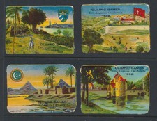 1932 Olympics 4 country themed gummed labels NH Egypt, Palestine, Belgium