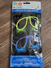 FUN GLOW IN THE DARK GLASSES NEON GREEN AND DARK BLUE