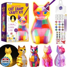 Paint Your Own Cat Lamp Kit, Arts and Crafts for Kids Ages 8-12, Art Supplies
