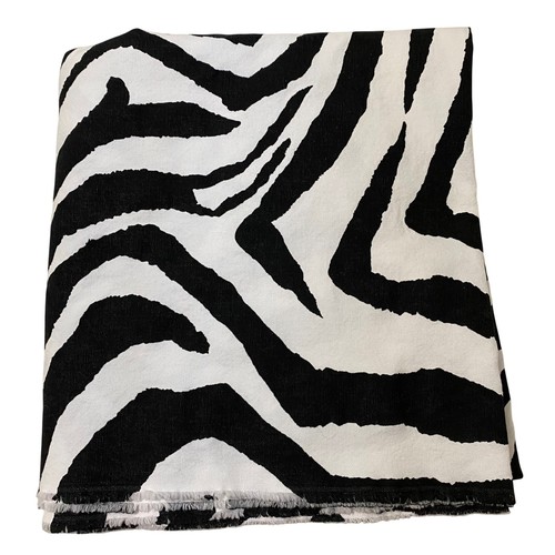 Zebra Print Canvas Fabric Remnant 56" x 94" Black White Sewing Crafting DIY