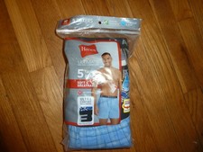 Hanes Ultimate Men's woven boxer plaid underwear 5Pr Med ultra comfort waistband