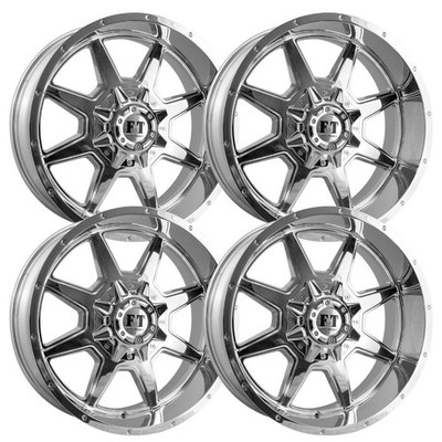 (Set-4) Full Throttle FT2 20x10 5x139.7/5x150 Chrome 0mm Wheels Rims 20 Inch