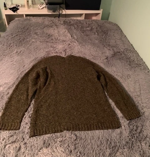 L.L. Bean Sweater Mens Large Green Wool Blend Chunky Knit Fisherman Pullover - Image 2 of 4