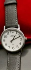 TIMEX Indiglo Men's Vintage Easy Read Black Leather Strap Watch-VGC & Working