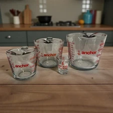 Anchor Hocking 4 Piece Glass Measuring Cups Set:  5 oz, 1-cup, 2-cup, 4-cup