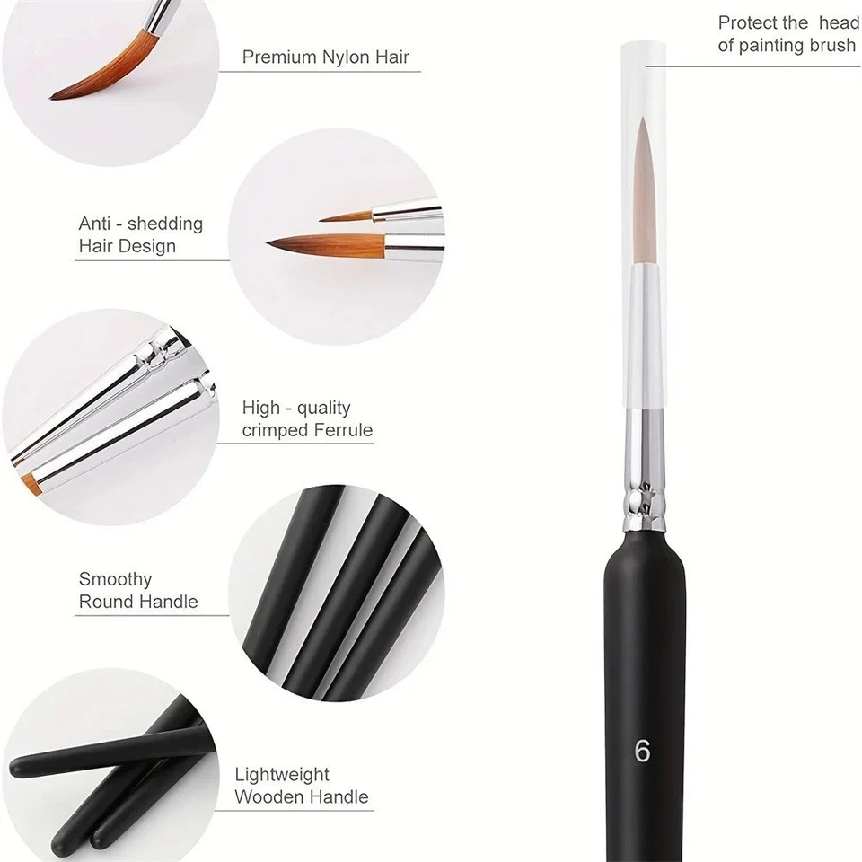 Pinselset 10 teilig fein Modellbau Acryl Hobby Malpinsel Malen nach Zahlen A2097 - Bild 3 von 4
