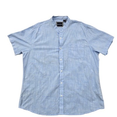 Marco Donati Men's Light Blue Short Sleeve Mandarin Collar Shirt 17/17.5