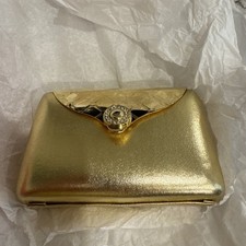 Vintage Sasha Gold Hardside Clutch Evening Bag Purse
