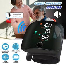 Rechargeable Wrist Blood Pressure Monitor LED Screen BP Cuff Heart Rate Machine