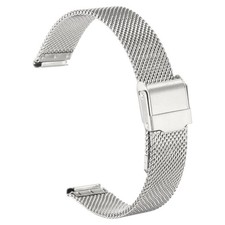 Stainless Steel Mesh Watch Band 15mm Quick Release Watch Strap Silver