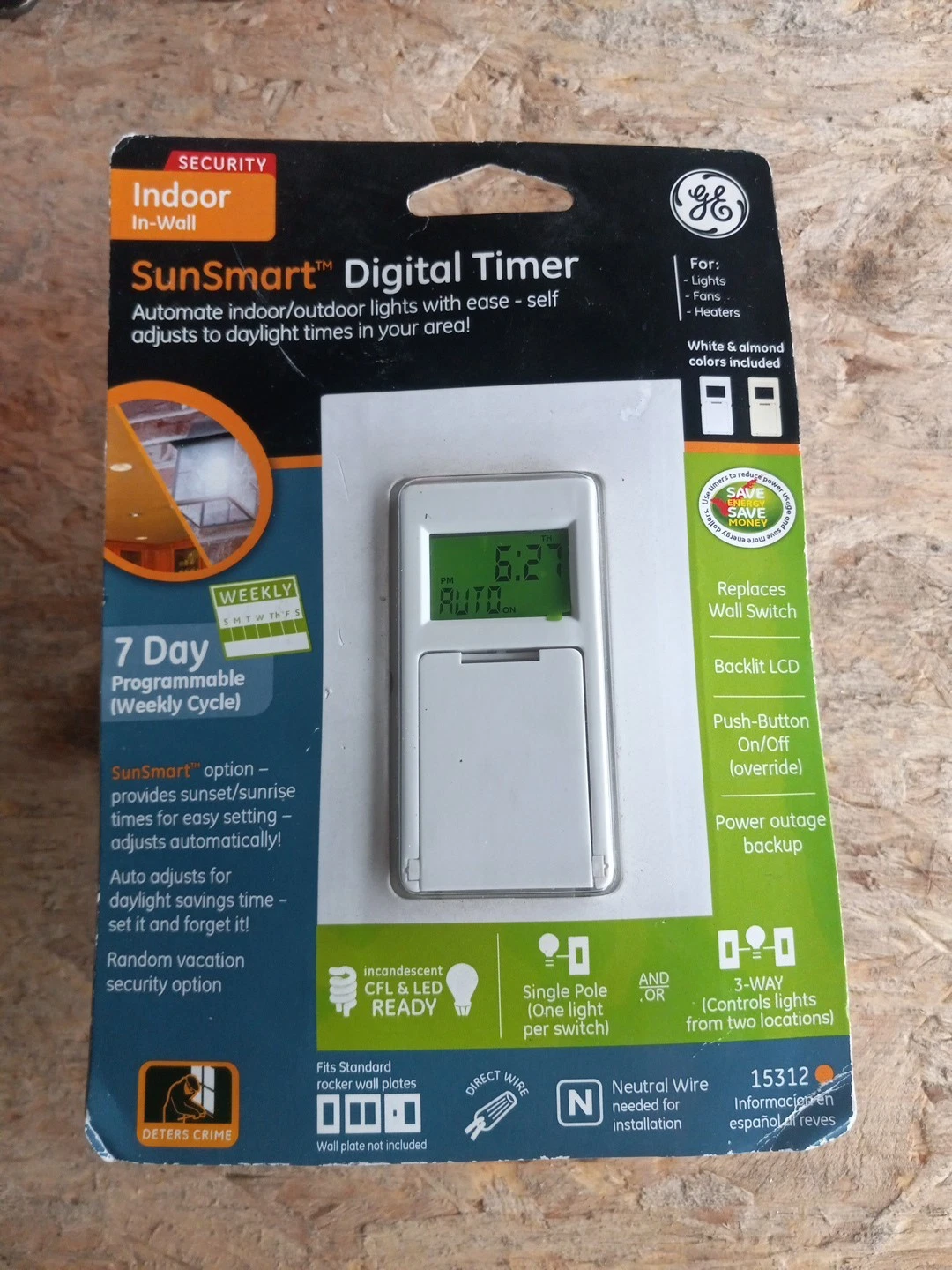 GE SunSmart 3 Way Indoor 7 Day Programmable Digital Timer Light Switch - 15312
Opens in a new window