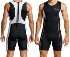 Wixen Men  s Triathlon Suit   Padded -Piece Sleeveless Trisuit with Rear Zippe...
