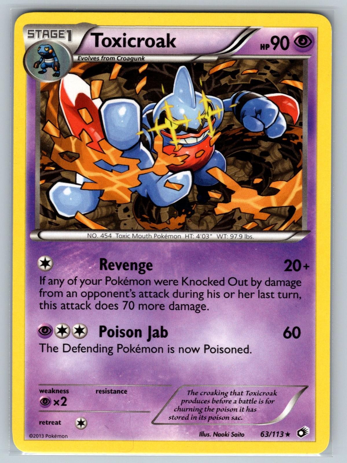Toxicroak 63/113 Rare Legendary Treasures Pokemon Lightly Played