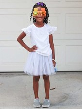 White Tutu Skirt for Girls   3-Layer Tulle Ballet, Dance, and Dress-Up Costume S