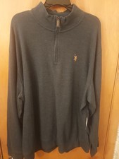 US Polo Assn. Mens Size 3XL Dark Heather Blue Quarter Zip Long Sleeve Pullover