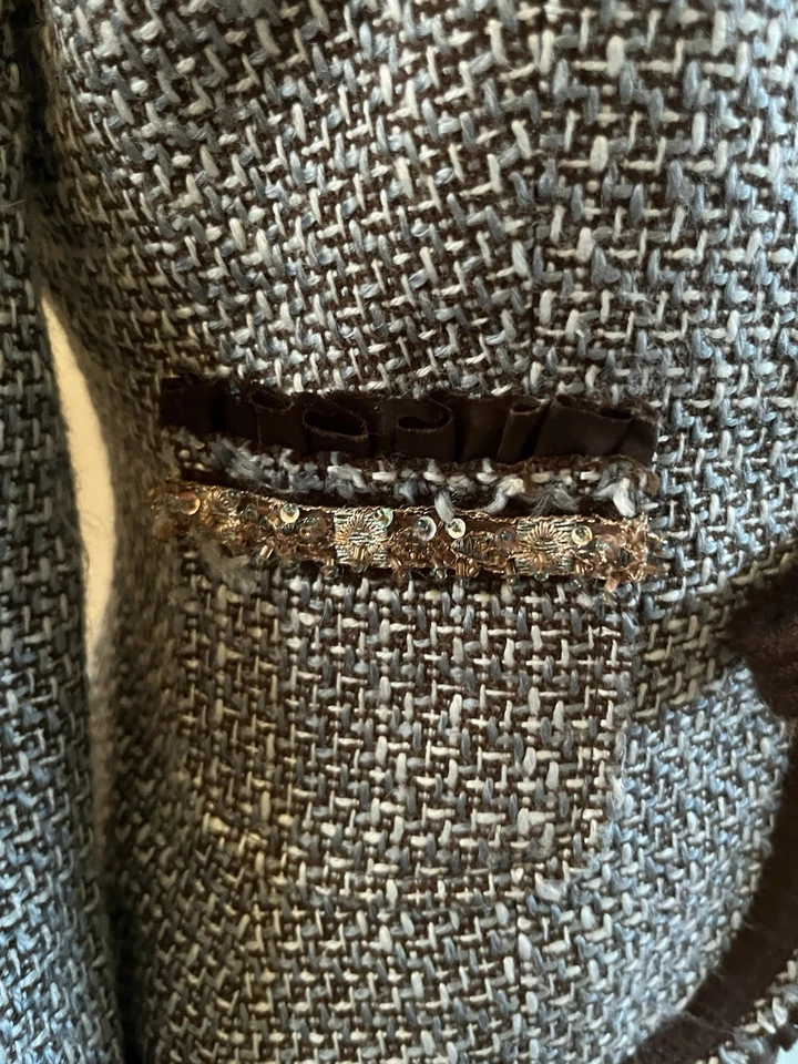 Blazer Chaqueta Allen By Allen Schwartz EE. UU. 4 Tweed Azul Negro Blanco Corbata De Colección Foto 4 de 4