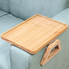 Couch Arm Tray,Bamboo Folding Sofa Tray,Sofa Armrest Trays Clip-On Couch Desk fo