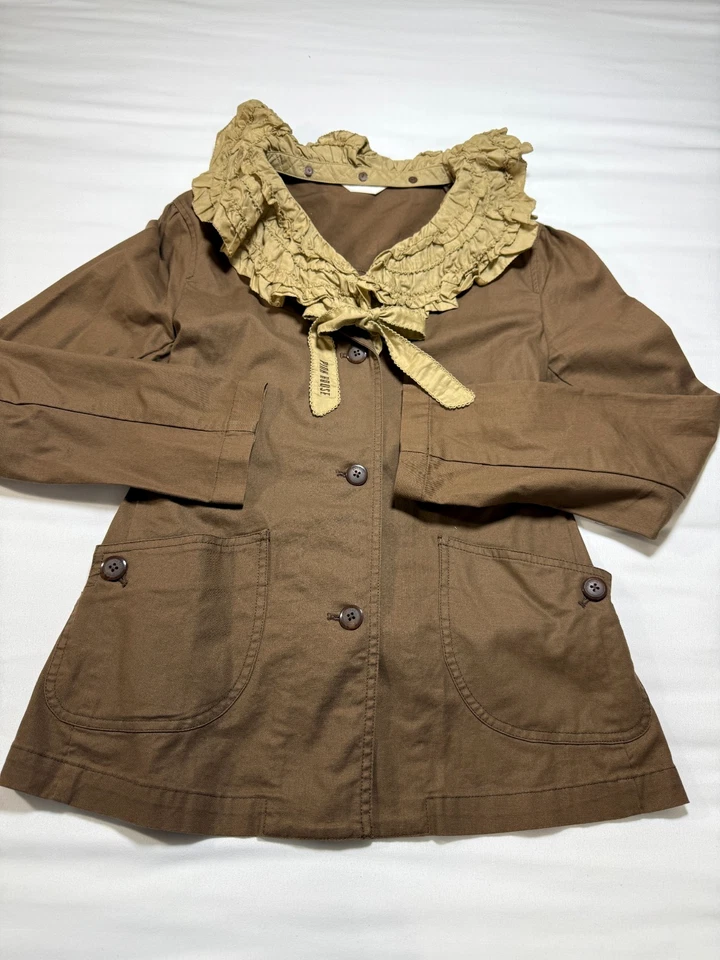 PINK HOUSE Brown Jacket Detachable Frill Ruffle Collar Japanese Mori Kei/Lolita - Image 3 of 4