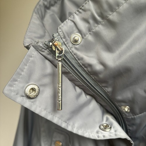 Calvin Klein Vtg Rain Trench Jacket L Grey Silver Utility Hooded Military Coat - Picture 15 of 18